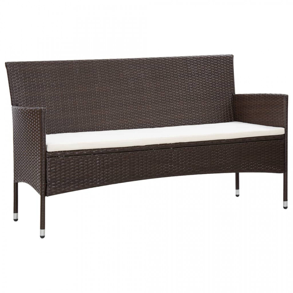 Set mobilier de grădină cu perne, 5 piese, maro, poliratan - 2 | YEO