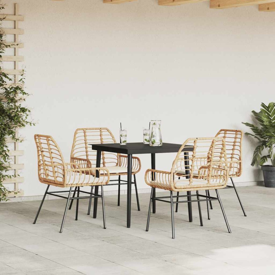 Set mobilier de grădină cu perne 5 piese maro sticlă polirattan - 2 | YEO