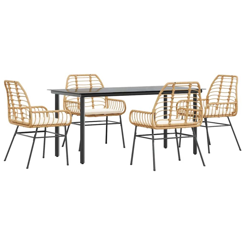 Set mobilier de grădină cu perne 5 piese maro sticlă polirattan - 1 | YEO