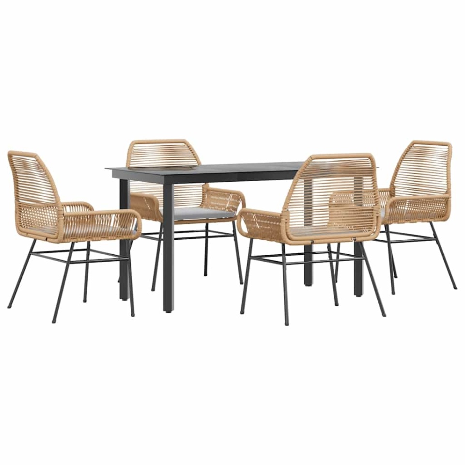 Set mobilier de grădină cu perne 5 piese maro sticlă polirattan - 1 | YEO