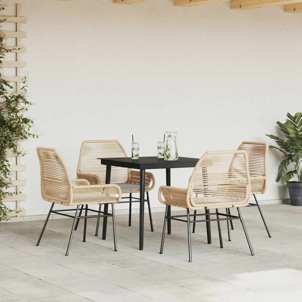 Set mobilier de grădină cu perne 5 piese maro sticlă polirattan - 2 | YEO