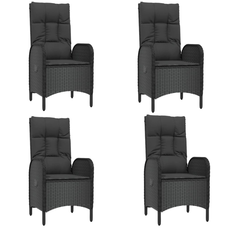 Set mobilier de grădină cu perne, 5 piese, negru, poliratan - 3 | YEO