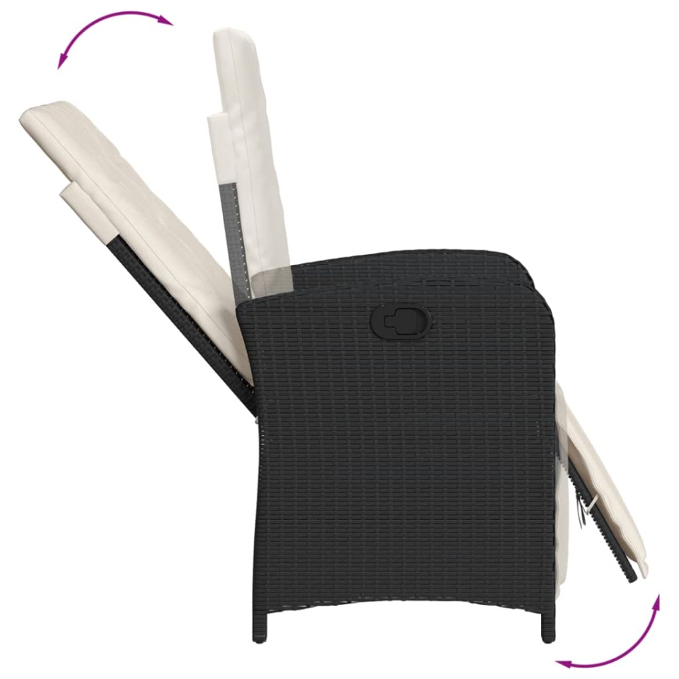 Set mobilier de grădină cu perne, 5 piese, negru, poliratan - 3 | YEO