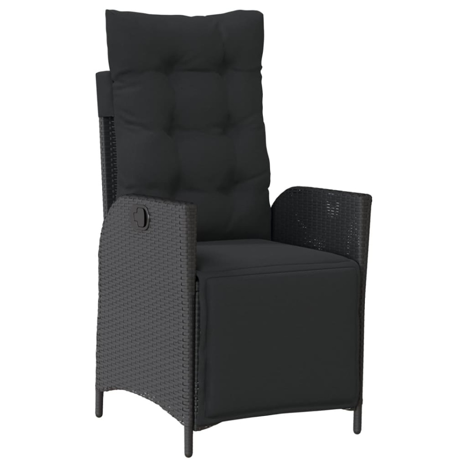 Set mobilier de grădină cu perne, 5 piese, negru, poliratan - 3 | YEO
