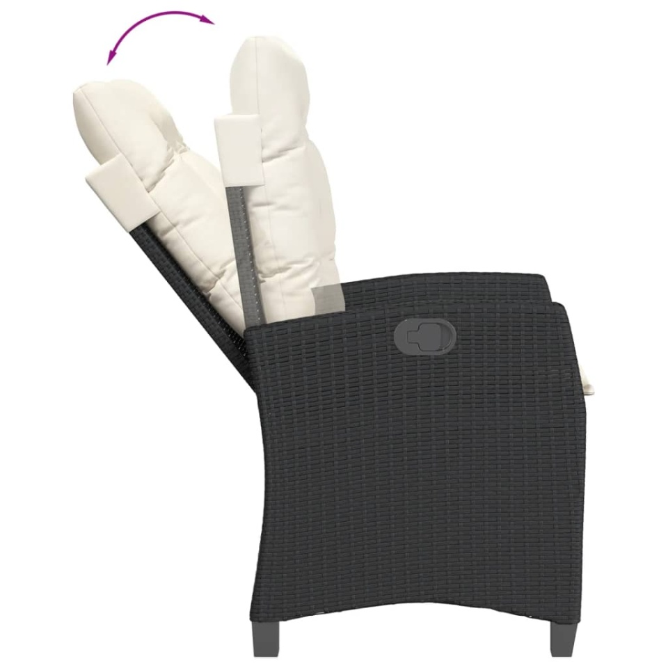 Set mobilier de grădină cu perne, 5 piese, negru, poliratan - 3 | YEO