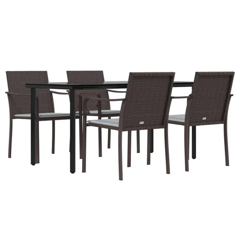 Set mobilier de grădină cu perne, 5 piese, poliratan și oțel - 3 | YEO