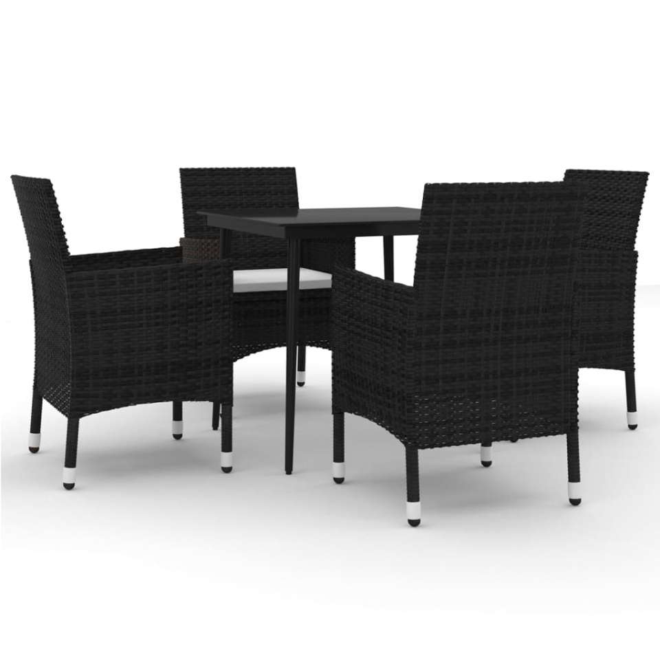 Set mobilier de grădină cu perne 5 piese poliratan & sticlă - 1 | YEO