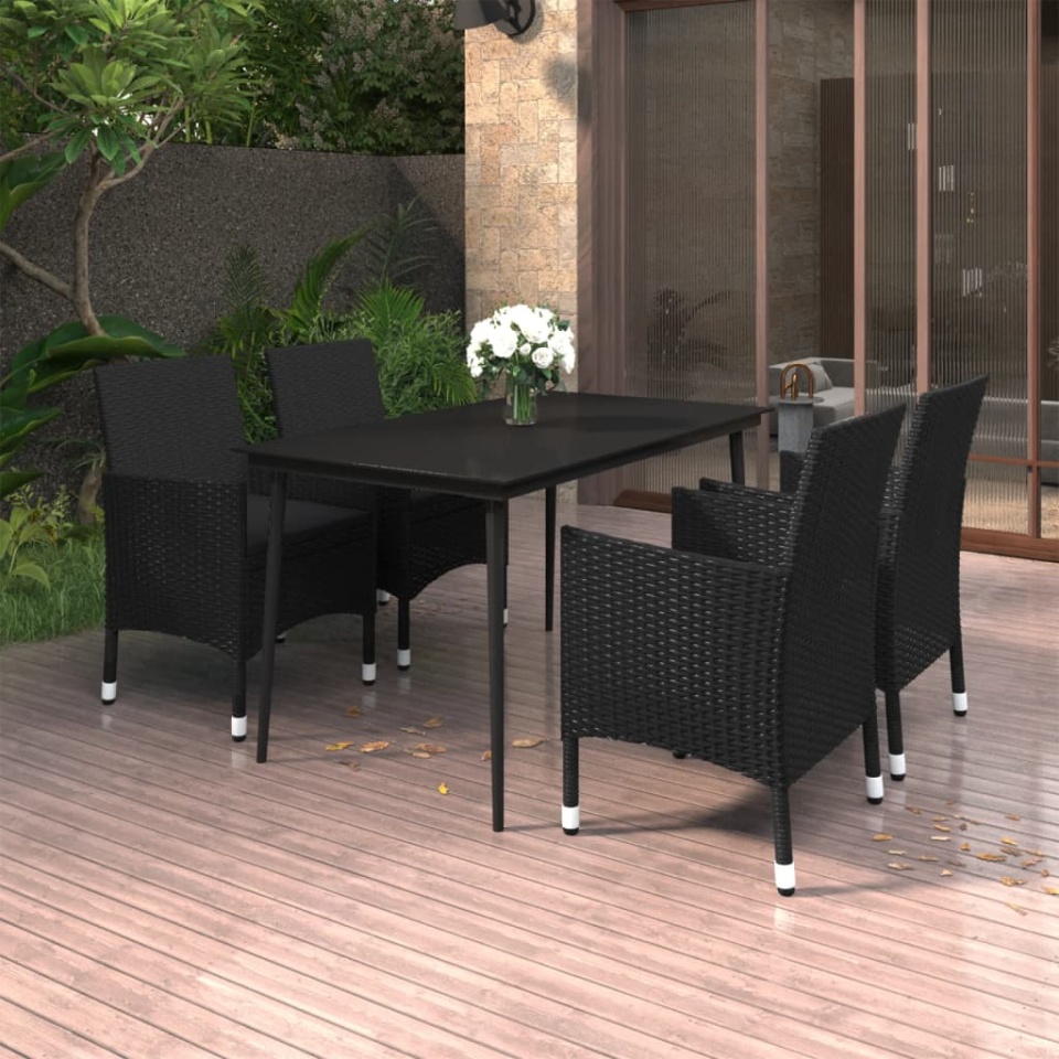 Set mobilier de grădină cu perne 5 piese poliratan & sticlă