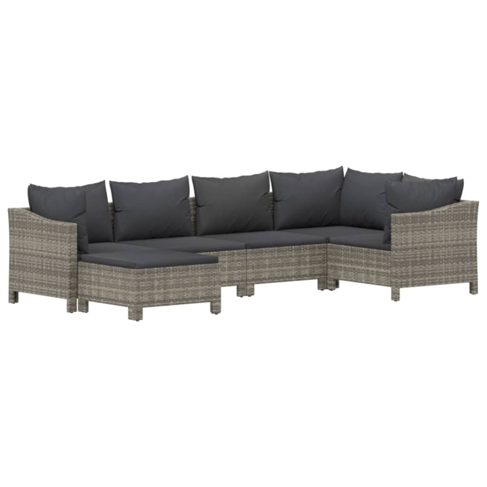 Set mobilier de grădină cu perne, 6 piese, gri, poliratan - 2 | YEO