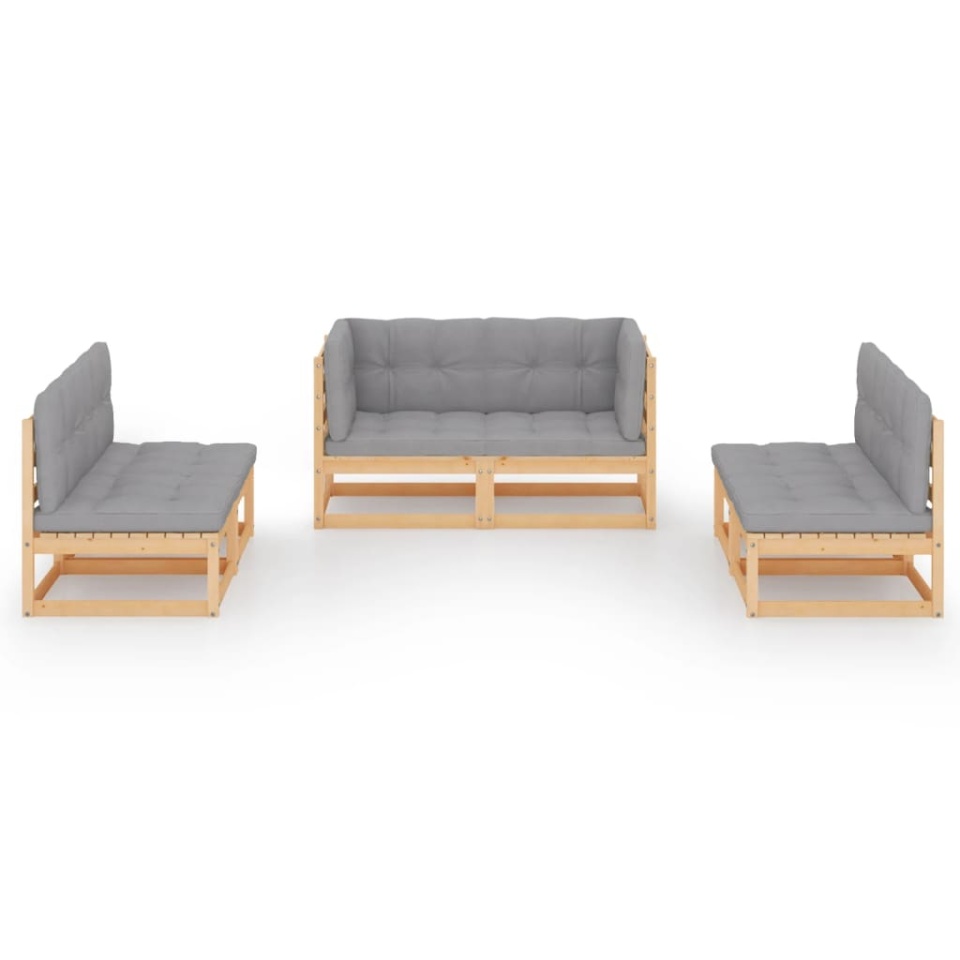 Set mobilier de grădină cu perne, 6 piese, lemn masiv de pin - 2 | YEO