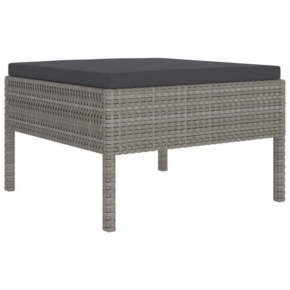 Set mobilier de grădină cu perne, 7 piese, gri, poliratan - 2 | YEO