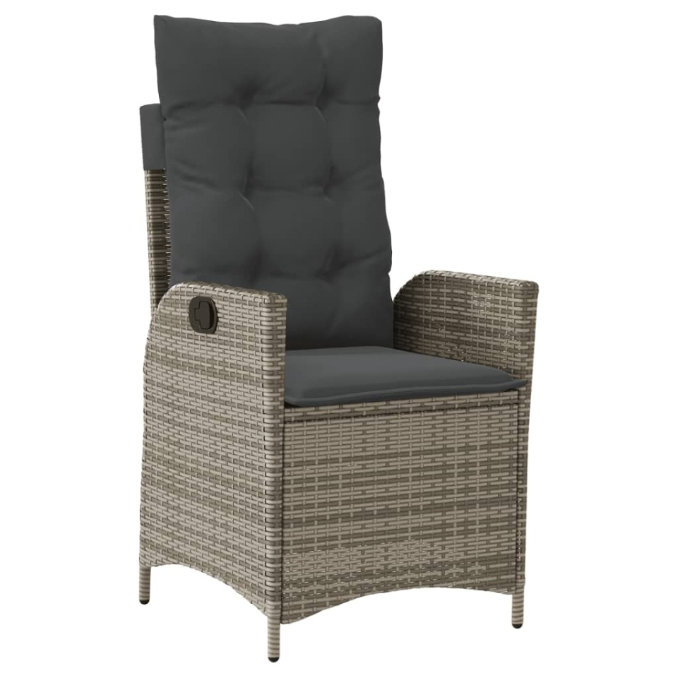 Set mobilier de grădină cu perne, 7 piese, gri, poliratan - 2 | YEO