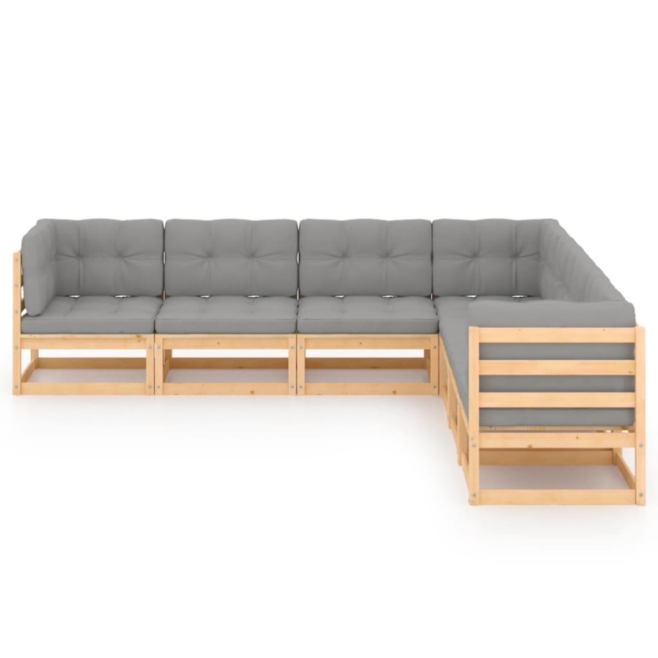 Set mobilier de grădină cu perne, 7 piese, lemn masiv de pin - 1 | YEO