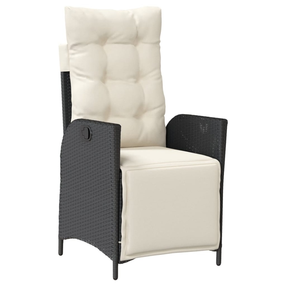 Set mobilier de grădină cu perne, 7 piese, negru, poliratan - 3 | YEO