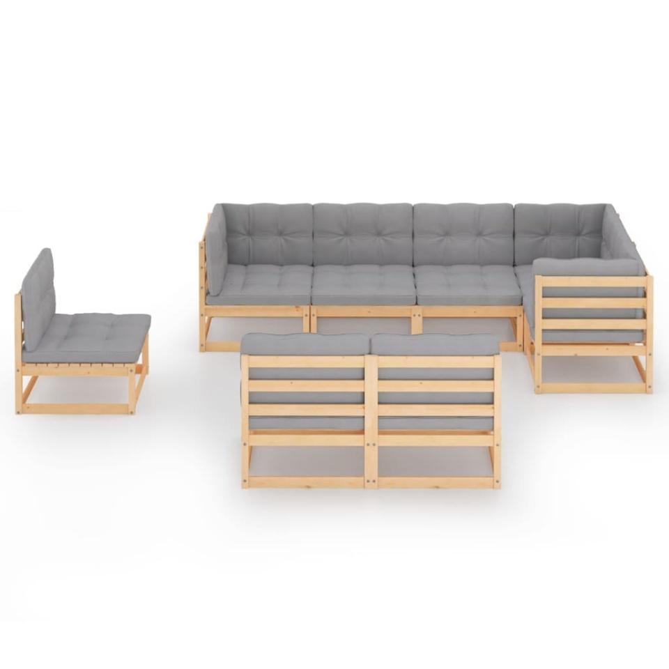 Set mobilier de grădină cu perne, 8 piese, lemn masiv de pin - 2 | YEO