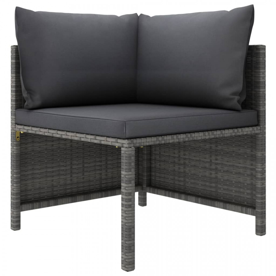 Set mobilier de grădină cu perne, 9 piese, gri, poliratan - 1 | YEO