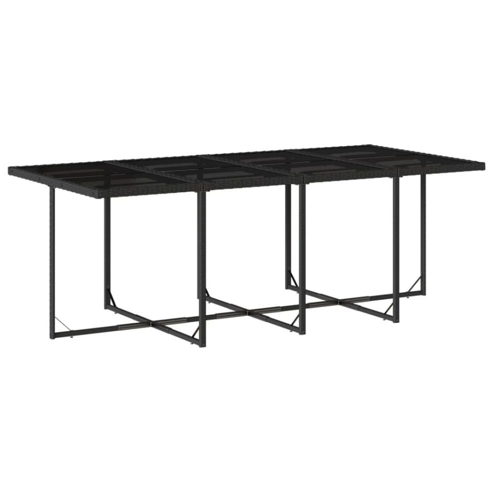 Set mobilier de grădină cu perne, 9 piese, negru, poliratan - 3 | YEO