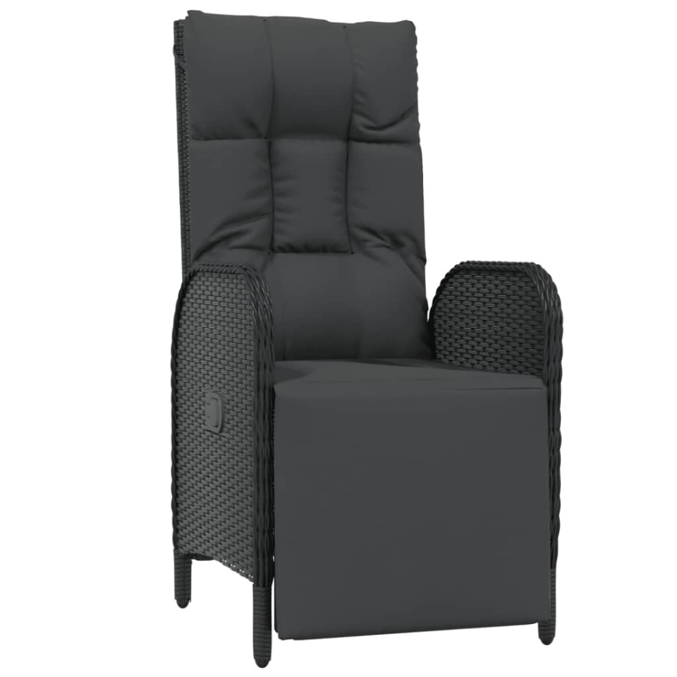 Set mobilier de grădină cu perne, 9 piese, negru, poliratan - 3 | YEO
