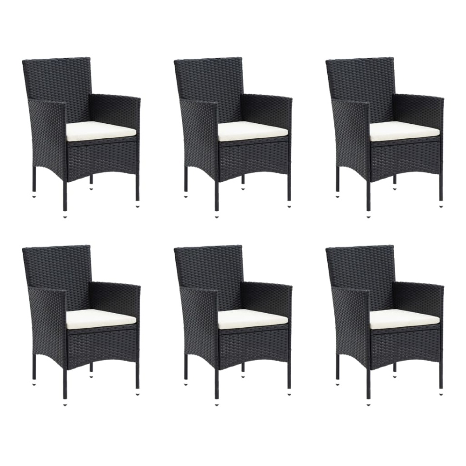 Set mobilier de grădină cu perne, 9 piese, negru, poliratan - 2 | YEO