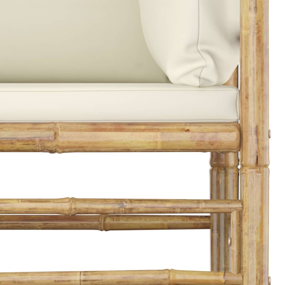 Set mobilier de grădină cu perne alb crem, 12 piese, bambus - 3 | YEO