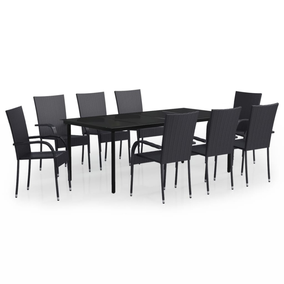 Set mobilier de grădină,negru, 9 piese - 1 | YEO