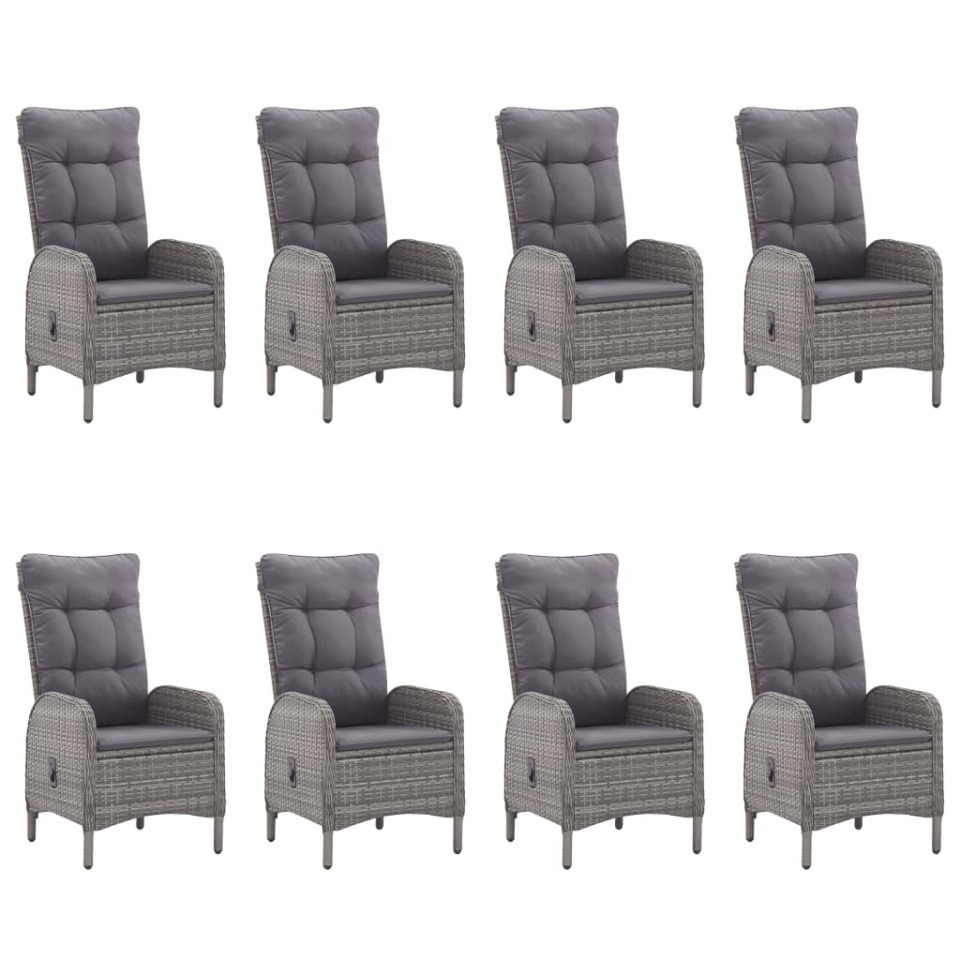 Set mobilier grădină, 9 piese, gri, poliratan și sticlă - 2 | YEO