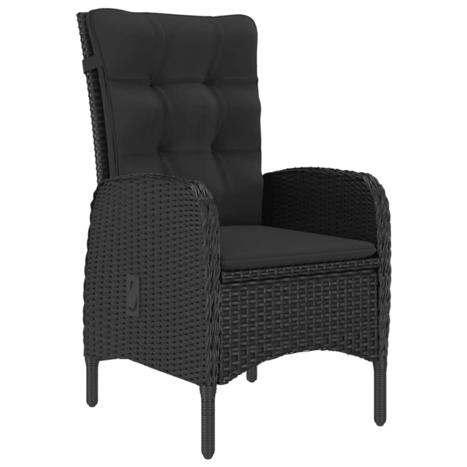 Set mobilier grădină, 9 piese, negru, poliratan, lemn acacia - 2 | YEO