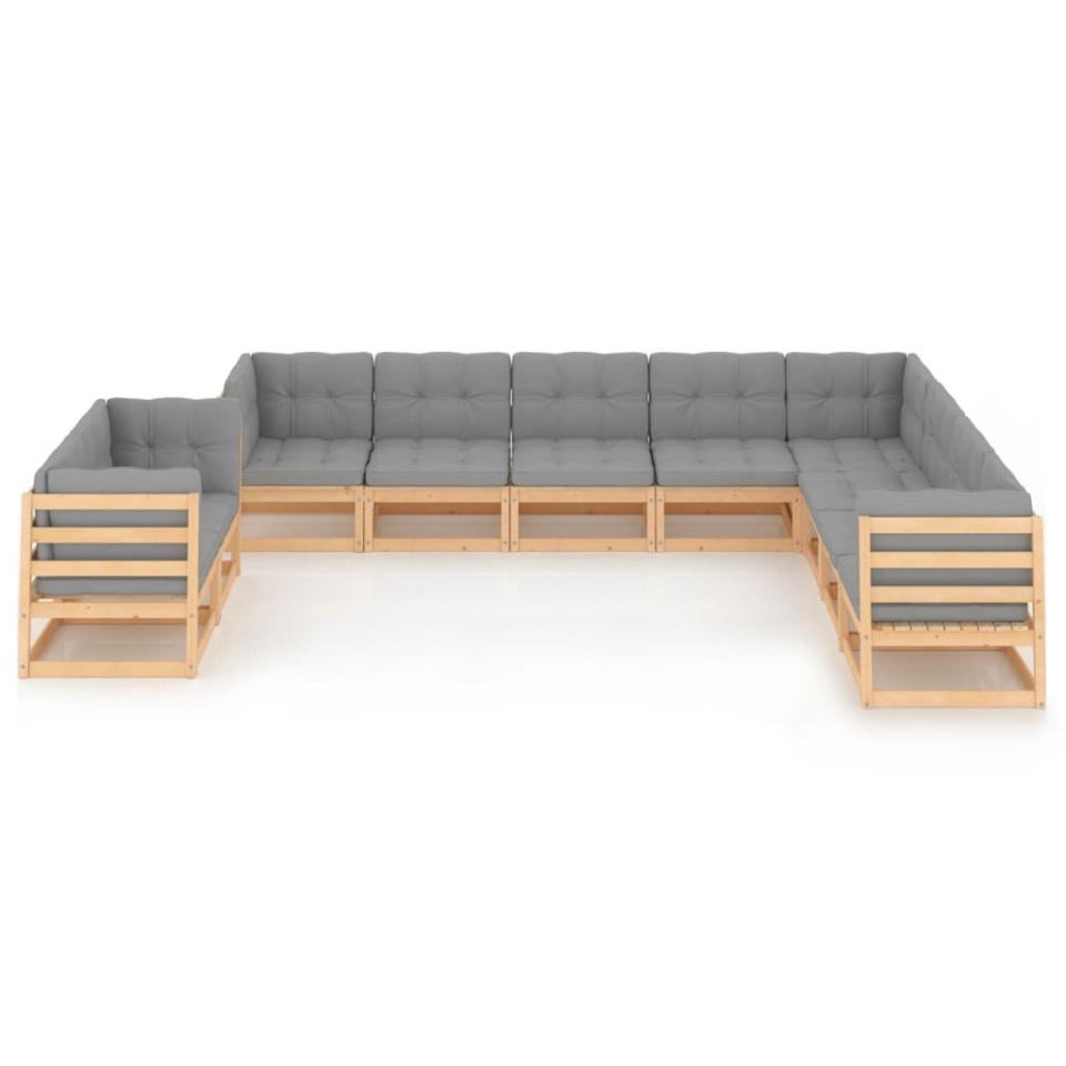 Set mobilier grădină cu perne, 10 piese, lemn masiv de pin - 1 | YEO