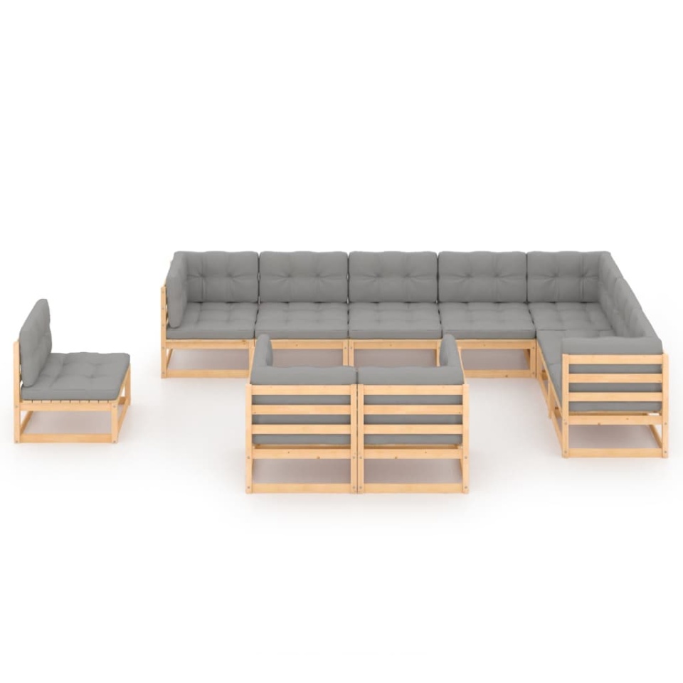 Set mobilier grădină cu perne, 10 piese, lemn masiv de pin - 1 | YEO