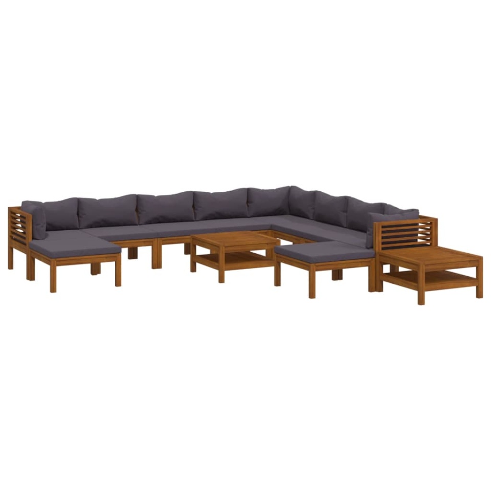 Set mobilier grădină cu perne, 12 piese, lemn masiv de acacia - 1 | YEO