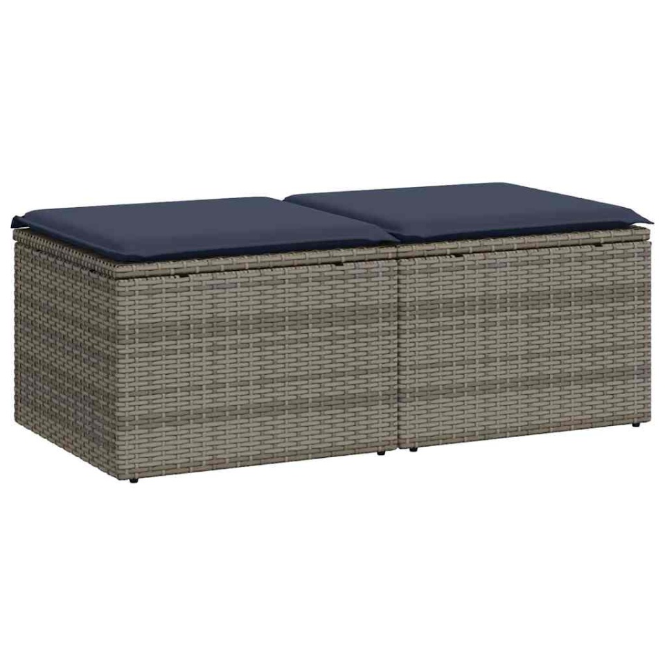 Set mobilier grădină cu perne 2 piese gri poliratan/lemn acacia - 1 | YEO