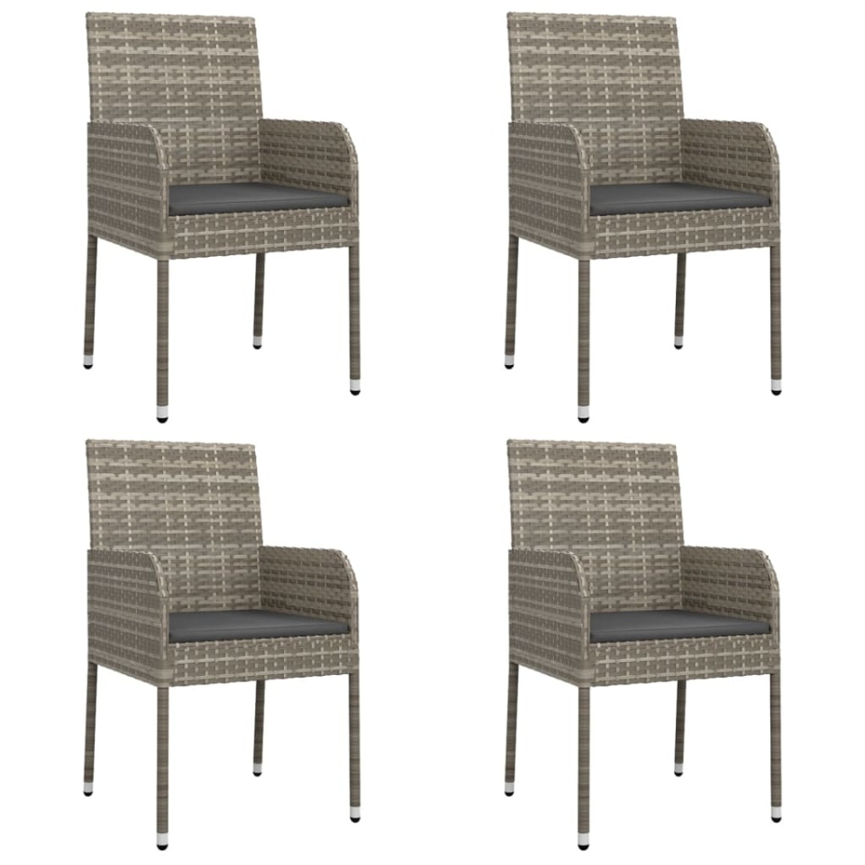 Set mobilier grădină cu perne, 5 piese, negru și gri, poliratan - 3 | YEO
