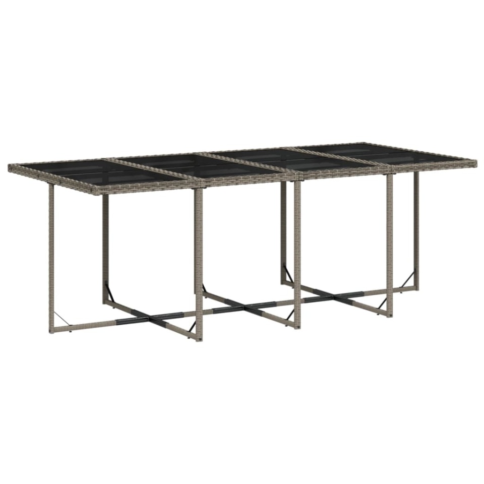 Set mobilier grădină cu perne, 9 piese, gri, poliratan - 3 | YEO