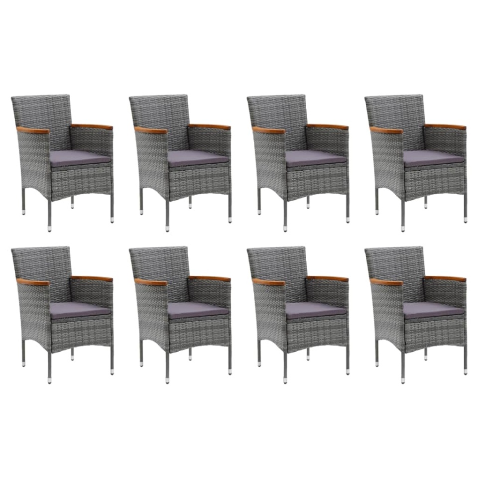 Set mobilier grădină cu perne, 9 piese, gri, poliratan - 2 | YEO