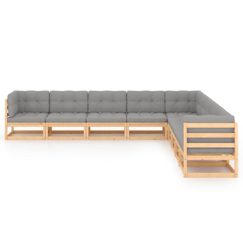Set mobilier grădină cu perne, 9 piese, lemn masiv de pin - 1 | YEO