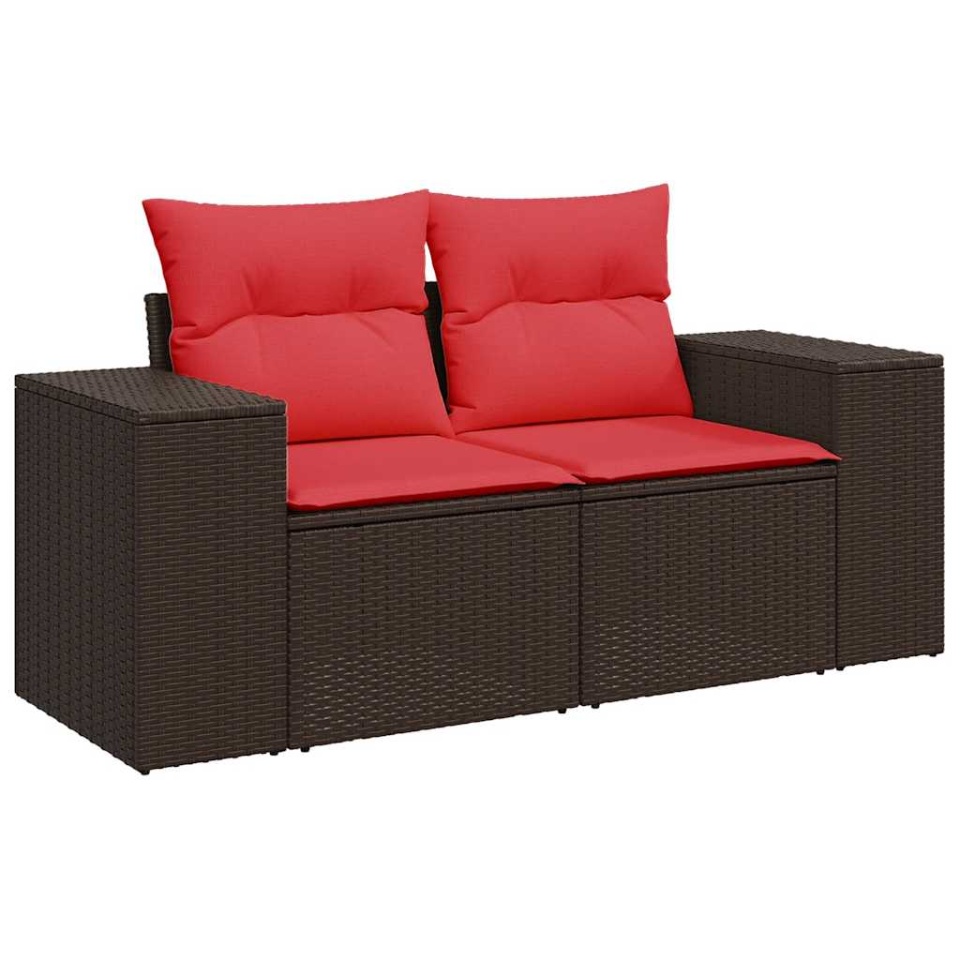 Set mobilier grădină perne 6 piese negru poliratan/lemn acacia - 3 | YEO