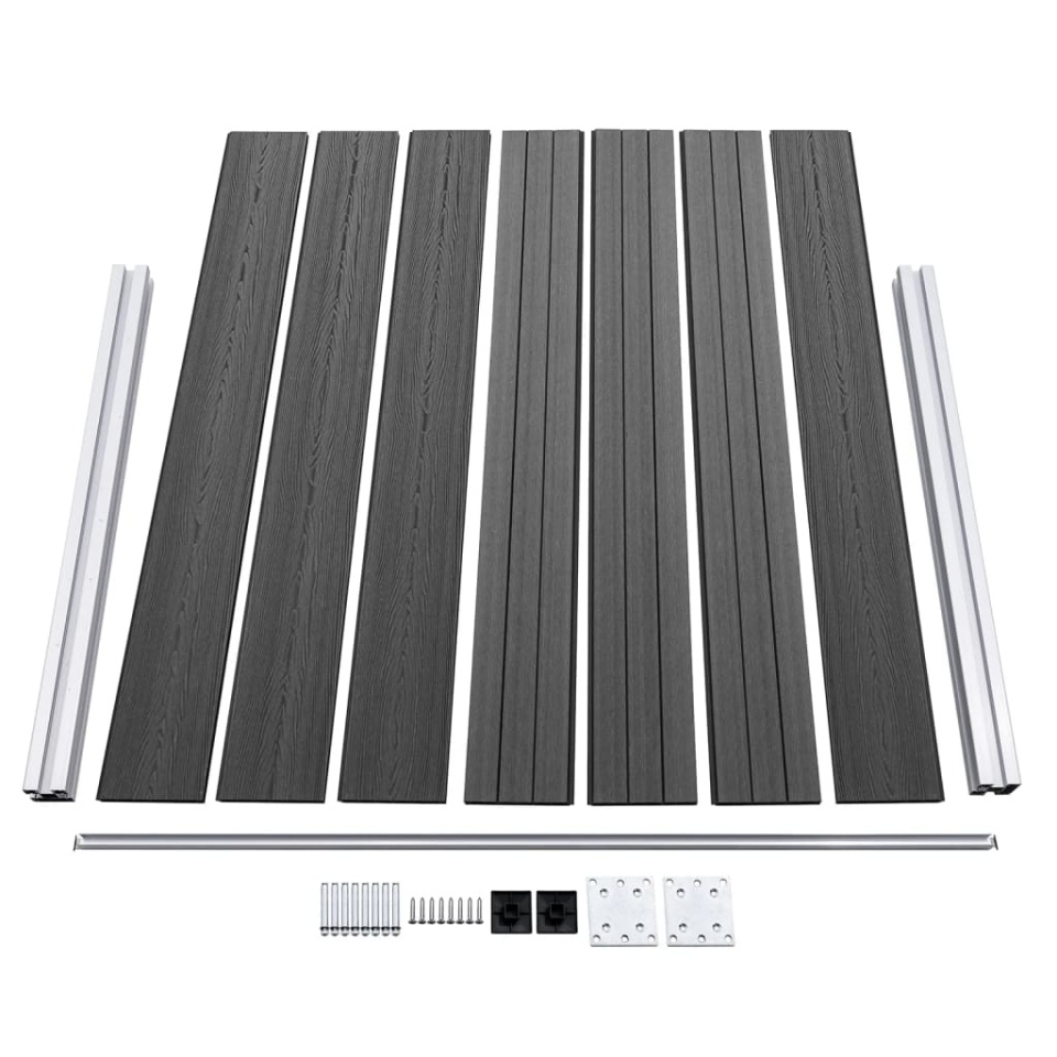 Set panouri gard, 353x146 cm, negru, WPC - 4 | YEO