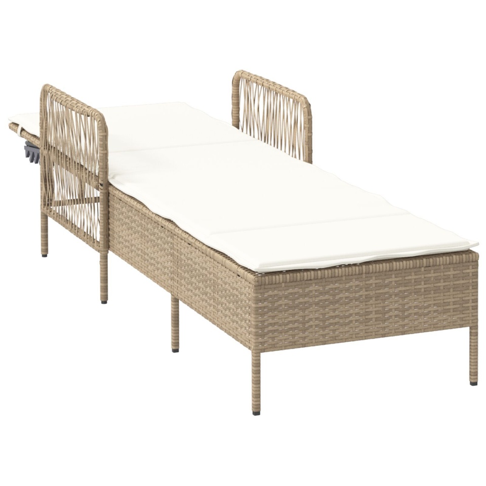 Șezlong Bej și alb crem Ratan PE 157 x 55 x 92 cm Pliabil - 3 | YEO
