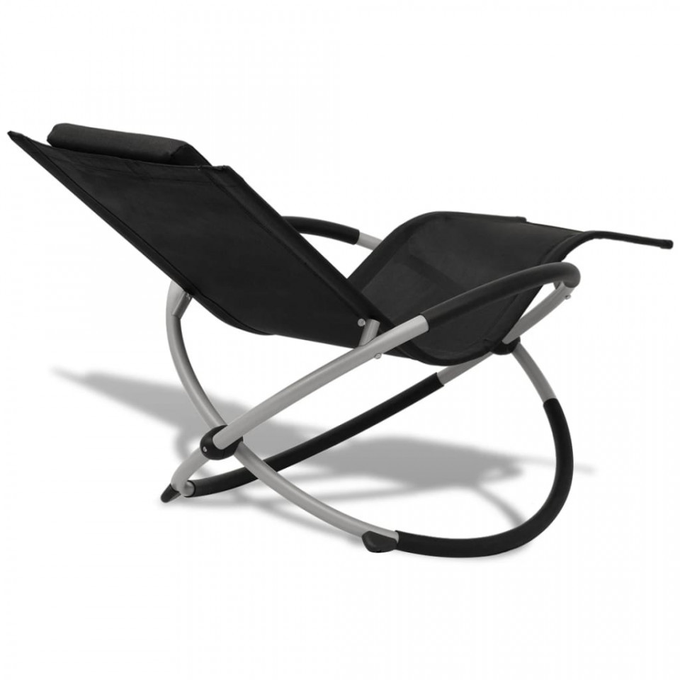 Șezlong de plajă geometric, negru și gri, oțel - 3 | YEO
