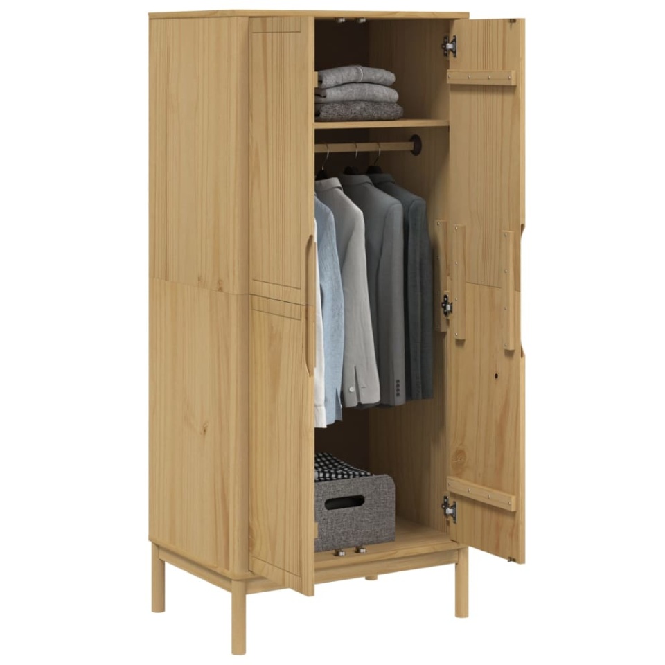 Șifonier FLORO, maro ceruit, 77x53x171 cm, lemn masiv pin - 3 | YEO