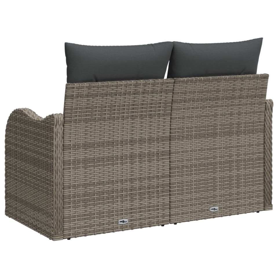 Sofa de grădină cu două locuri cu depozitare și perne, gri din rattan sintetic - 2 | YEO
