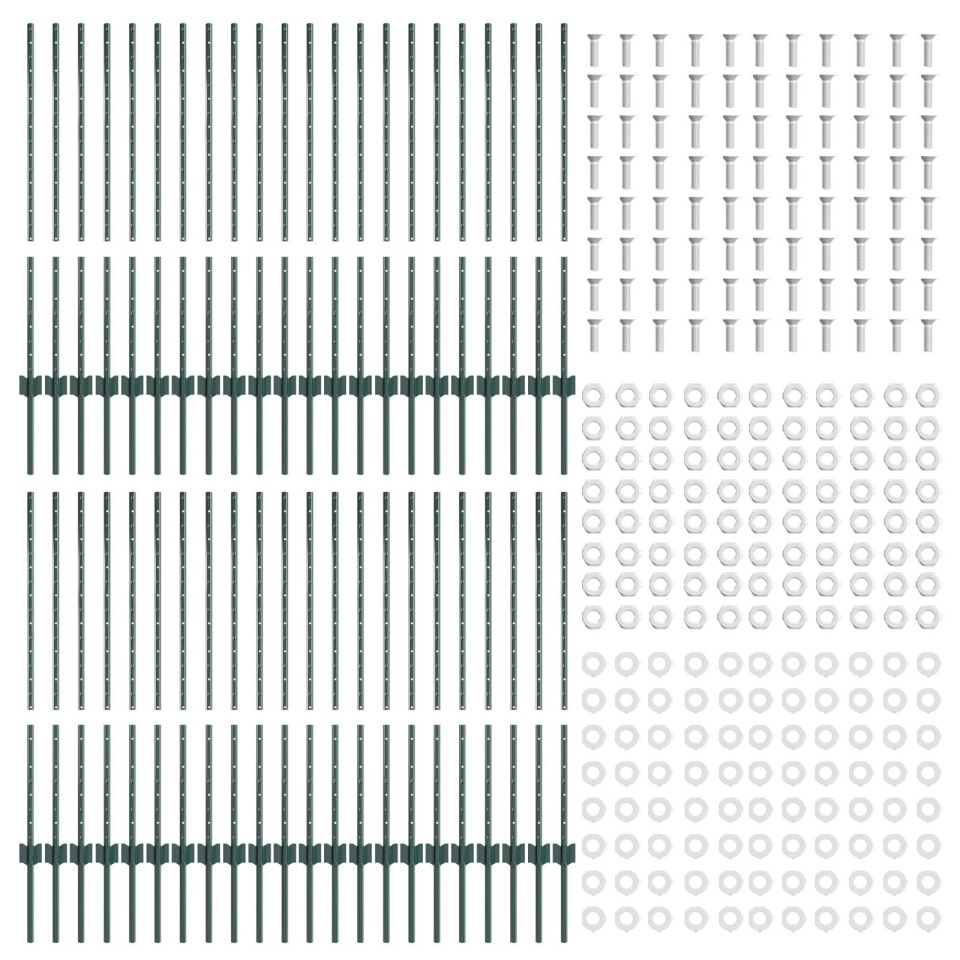 Stâlpi de împrejmuire 44 pcs U-Channel Verzi 140 cm Oțel - 3 | YEO