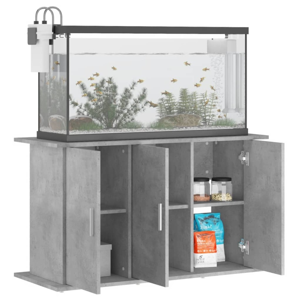Suport acvariu, gri beton, 101x41x58 cm, lemn prelucrat - 2 | YEO