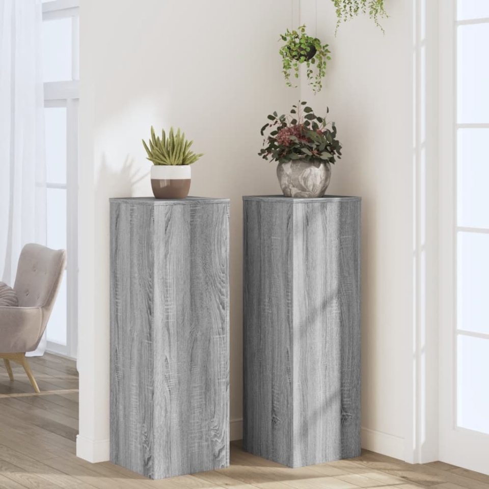 Suporturi plante 2 buc. gri sonoma 33x33x100cm lemn prelucrat - 2 | YEO