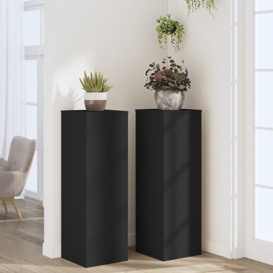 Suporturi plante, 2 buc., negru, 33x33x100 cm, lemn prelucrat - 2 | YEO