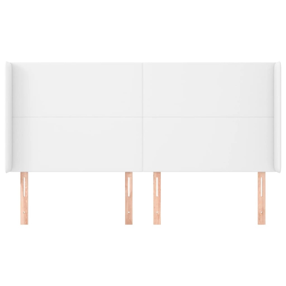Tăblie de pat cu aripioare, alb, 183x23x118/128 cm, piele eco - 2 | YEO