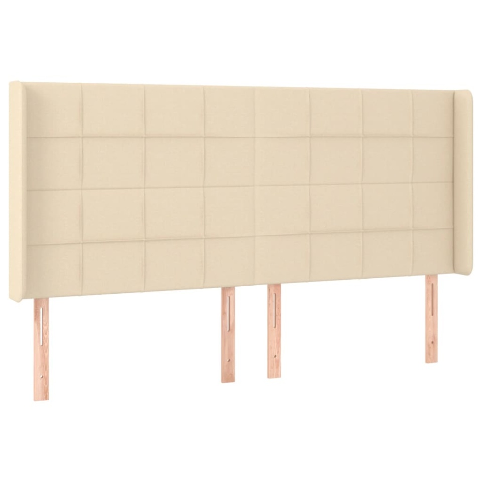 Tăblie de pat cu aripioare, crem, 203x16x118/128 cm, textil - 1 | YEO