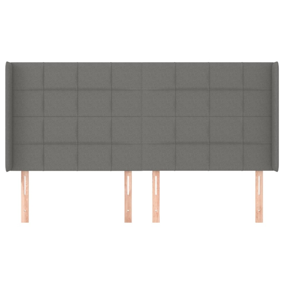 Tăblie de pat cu aripioare gri închis 163x16x118/128 cm textil - 2 | YEO
