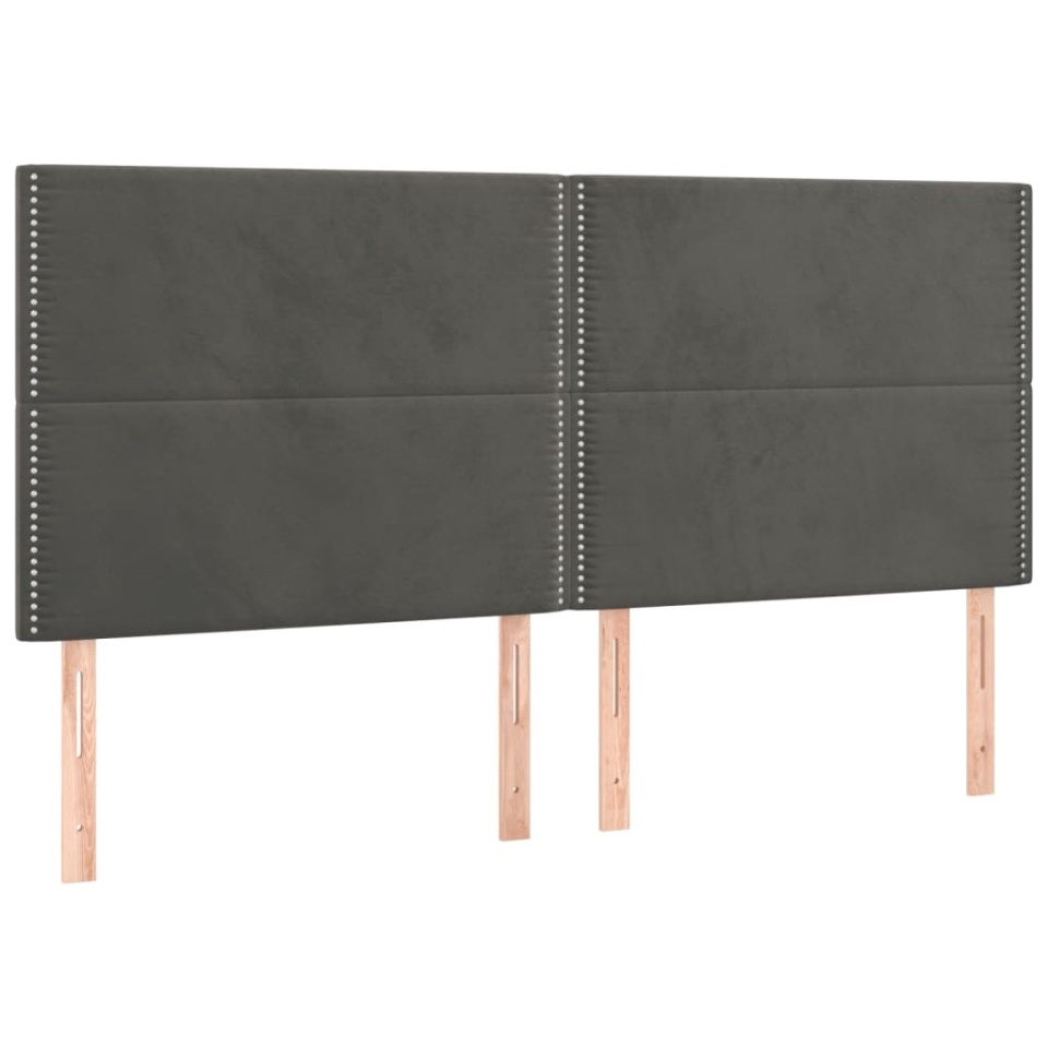 Tăblie de pat cu LED, gri închis, 180x5x118/128 cm, catifea - 3 | YEO