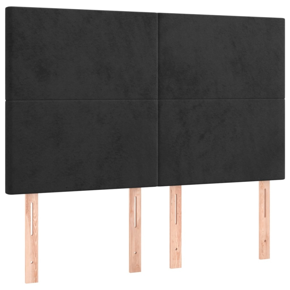 Tăblie de pat cu LED, negru, 144x5x118/128 cm, catifea - 3 | YEO